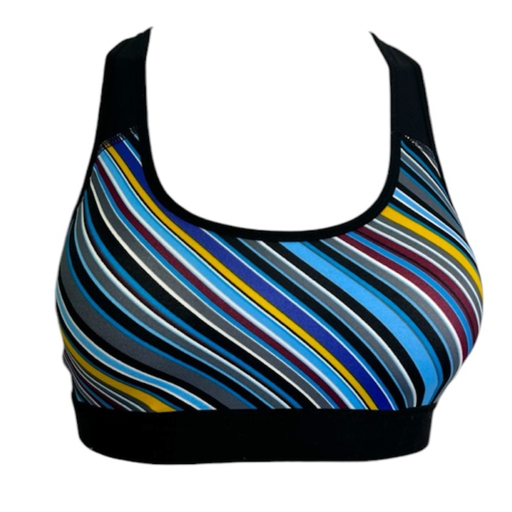 Champion Colorful Striped Racerback Sports Bra EUC Sz S